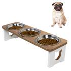 Comedouro Triplo Gato Elevado Pet MDF - Inox