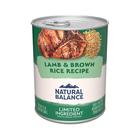 Comida úmida enlatada para cães Natural Balance Lamb & Brown Rice 390mL