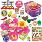 Comidinhas Kit Cestinha c/ panelinhas Brinquedos Legumes Sorvete HortiFruti Infantil