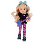 Como Nastya My BFF Nastya Doll Dressed as a Rock Star Boneca de pelúcia de 8 polegadas com faixa de microfone, guitarra e acessório de escova de cabelo - Jazwares