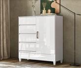  Comoda  1 Porta com 4 Gavetas Com Pés Santos Andira Branca 