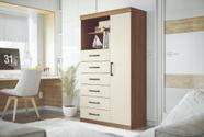 Comoda 6 Gavetas 1 Porta com Nicho Marabá Jatoba / Areia