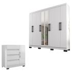 Cômoda 8000 Com Pés E Guarda Roupa Casal B2348 Branco Com Espelho - Araplac - ARAPLAC MÓVEIS