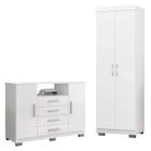 Cômoda 8020 e Armário Multiuso 6020 Branco New Pés - Araplac