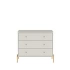 Cômoda c/ 3 Gavetas Jasper 90 cm - Off White Fosco c/ Dourado