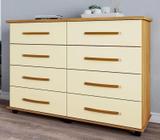 Comoda Jade 8 Gavetas Mel Pérola Com Rodinhas