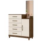 Cômoda Lisboa 104cm 1 Porta com Espelho Castanho Wood Off White Moval