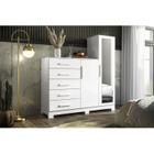 Cômoda para Quarto 5 Gavetas e 2 Portas com Espelho New Master