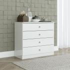 Cômoda para Quarto com 4 Gavetas 75x69cm London Branco 6504