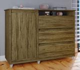 Cômoda Quarto Sky com 3 Gavetas 1 Porta e Pés Plásticos