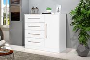 Cômoda / Sapateira MALI 1 Porta + 4 Gavetas Com Puxadores Cromados Cor Branco