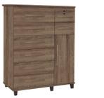 Comoda sapateira Trino com chave 08 gavetas cor Teca fosco