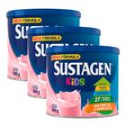 Complemento Alimentar Sustagen Kids Morango Lata 380g  Kit com três unidades