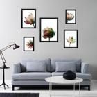 Composição 5 Quadros Flores Claras Modernas - Com Vidro