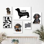 Composição 6 Quadros Cachorro Dachshund - Salsicha - com vidro