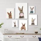 Composição 6 Quadros Decorativos Coelhinhos - Com Vidro