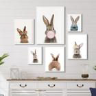 Composição 6 Quadros Decorativos Coelhinhos - com vidro