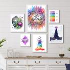 Composição 6 Quadros Decorativos Místicos Zen Namastê - com vidro