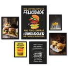 Composição 6 Quadros Hamburguer - Fotos E Frases - com vidro