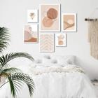 Composição 6 Quadros Minimalistas Quarto Soft Nude - Vidro