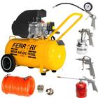 Compressor Ar Direto 2 HP CFC 10/50 Litros com Kit Multiuso FERRARI