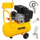 Compressor de Ar 2Hp 24 Litros + Kit Pintura 4 Peças Oficina Funilaria Vonder