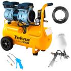 Compressor Portátil 5,3 Pes Cps6022/20l Silencioso Isento de Óleo 1012011 TEKNA + Kit Multiuso 5 Peças