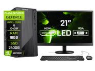 Computador Completo Fácil Intel Core i5 10400f (Décima Geração) 16GB DDR4 3000MHz Geforce SSD 240GB Monitor 21" LED