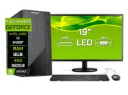 Computador Completo Fácil Intel Core i5 9400f (Nona Geração) 8GB DDR4 3000MHz GeForce SSD 960GB Monitor 19" HDMI LED