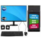 Computador Cpu Intel Core I5 Memória Ram 8gb Ssd 240gb Completo Teclado E Mouse Monitor Full HD Pc Desktop