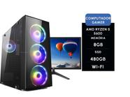 Computador gamer brx amd ryzen 5 5600g 8gb ssd 480gb + monitor 21 + wi fi