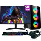 Computador Gamer completo 2Eletro RGB, Intel Core i5, 8GB RAM, SSD 256GB, Fonte 500W, Monitor 20" 75Hz, Kit Gamer completo - PG2E-1008RG