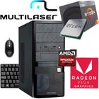 Computador Micro Multilaser DT50, AMD R3, 4GB, 1TB, Sem Monitor, Linux, Preto + Kit Teclado e Mouse