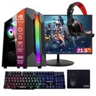 Computador PC Gamer Completo TOB Core i5 SSD 240GB 8GB VGA GT730 4GB Windows 10 Pro Trial Teclado Mouse Mouse Pad Headset Monitor 21.5