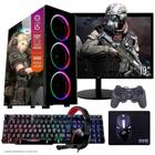 Computador PC Gamer Completo TOB Intel Core i5 SSD 480GB 16GB Teclado Mouse Mouse Pad e Headset Gamer Joystick Monitor 19" Windows 10 Pro Trial