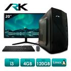Computador PC Intel Core i3 3240 4GB 120GB Linux + Teclado e Mouse + Monitor de 20" - ARK