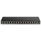 Comutador Ethernet D-Link DGS-1016S 16 portas Gigabit Slim Preto