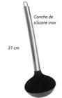 Concha de feijão em silicone e aço inox Sopas Caldos Molhos Grande Utensilio Multiuso Preto preto 31cm uni UD190125 - UnyGift