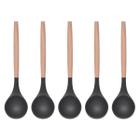 Concha Preto Silicone e Cabo de Bambu Cozinha Multiuso - 5un - UNIVENDAS