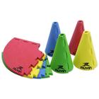 Cone de Marcação em EVA - 16cm - 16cm x 10cm - Azul/Amarelo/Verde/Vermelho - Kit com 12