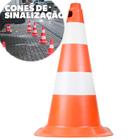 Cone de Sinalização PVC 50 cm Laranja e Branco Pequeno Plastcor