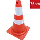 Cone Flexível de PVC com Faixa Refletiva Laranja e Branco 75cm. Conforme NBR 14.644