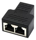 Conector Extensor Duplicador Rj45 Splitter Plug T Preto