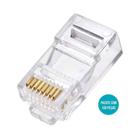 Conector RJ-45 8x8 CAT5E Suporte Gigabit Ethernet Exbom CONT-RJ45P100 / Caixa com 100 Unidades