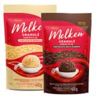 Confeito granulé chocolate Melken 400g - kit branco e meio amargo