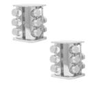 Conj 2 Porta Temperos 12 Potes De Vidro C/ Tampa Giratório