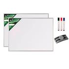 Conj. 2 Quadro Branco Standard 90x60 Moldura Alumímio Pop 5603 + 3 Marcador Para Quadro Branco + 1 Apagador Qdo Bco