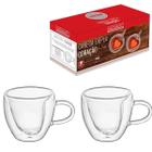 Conj 2 Xícaras Coração Café Parede Dupla Borossilicato 80 ml - Hauskraft