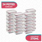 Conj 24 Pote Vidro Hermético Marmita Fit 370ml Microondas