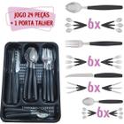 Conj 24 Talheres Inox Berlim C/ 1 Porta Talheres Preto - EM CASA TEM